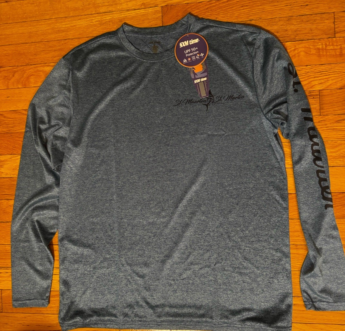 SXM UPF 50+ Men's Long Sleeve Crew Neck T-Shirt Polyester Gray L - ST. MAARTEN gallery