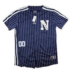 Bleecker & Mercer Baseball Jersey Shirt Mens 3XL Navy Pinstripe Limited Edition