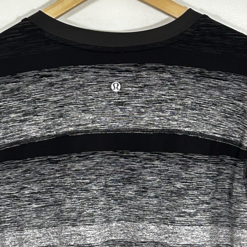 Lululemon Core Crew Long Sleeve Rulu Shirt Universal Stripe Men's Size XL Black gallery