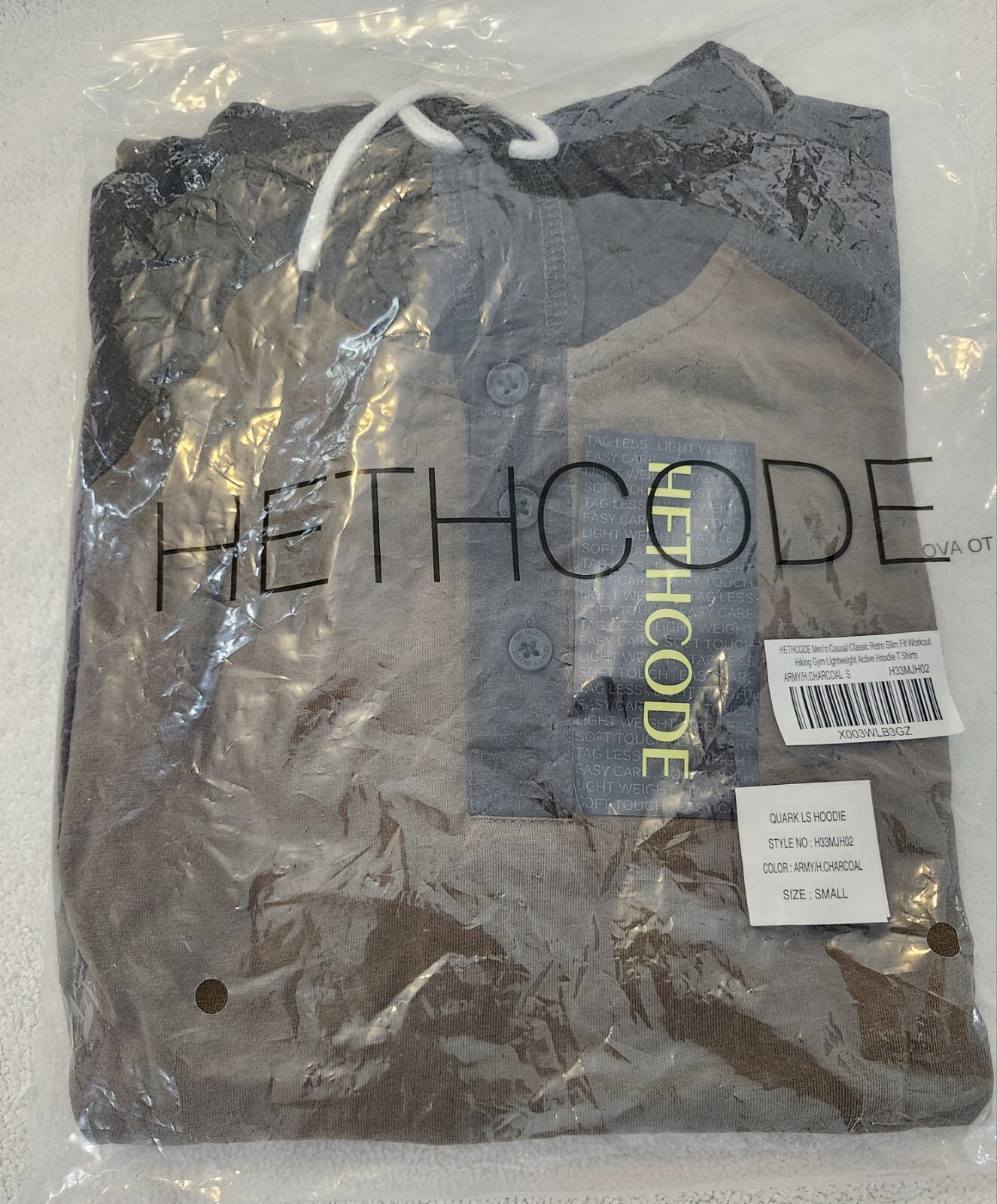 HETHCODE Men's Casual Classic SlimFit Workout GymLightweight ActiveHoodie Size S gallery