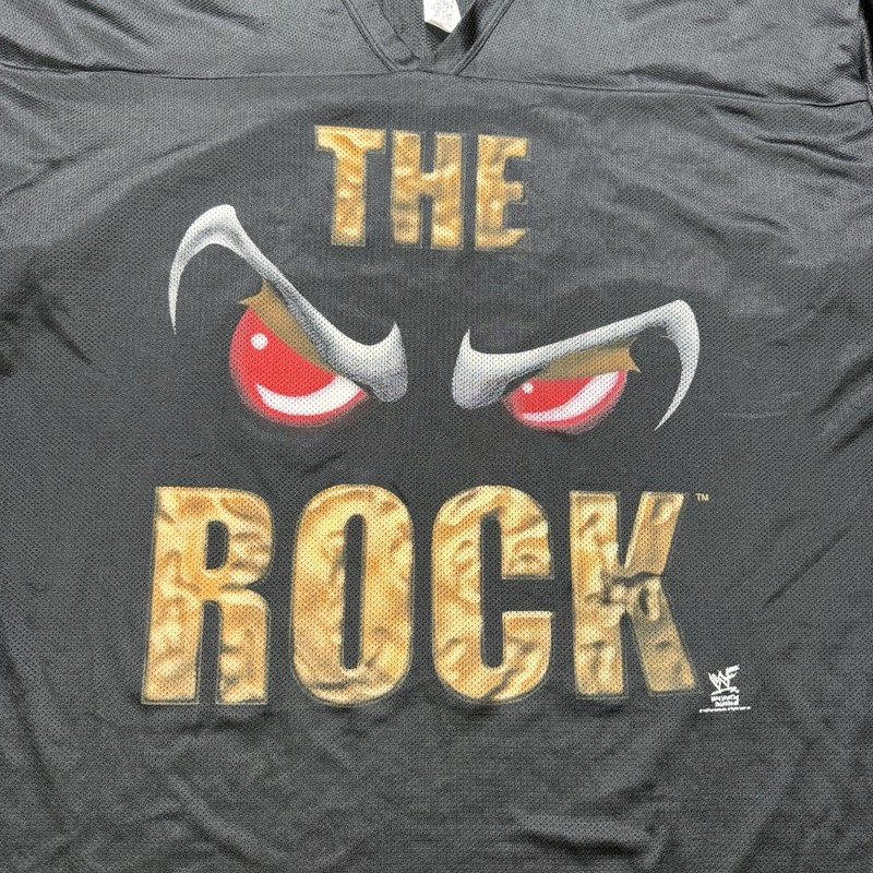 Vintage 90s WWF The Rock Mesh Football Style Jersey Adult XL Made In USA gallery