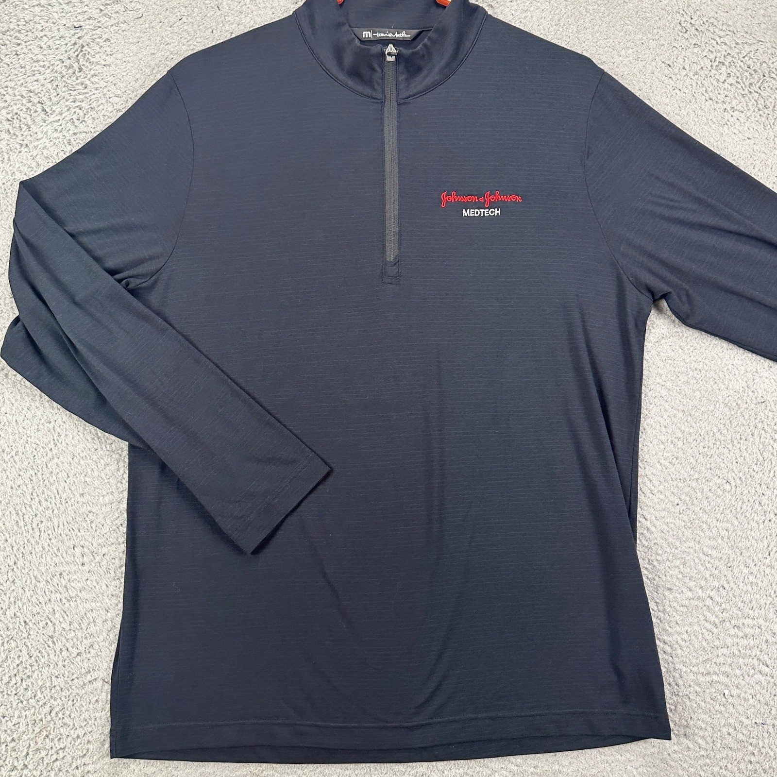 Travis Mathew Shirt Pullover Mens Medium Black Quarter Zip Lightweight Stretch gallery