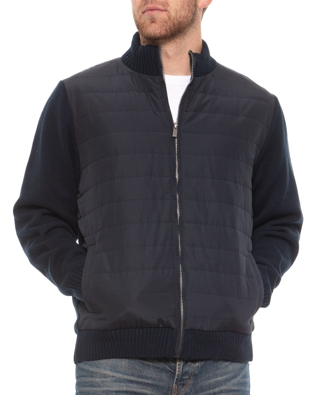 Tricots St. Raphael Front-Quilted Sweater Jacket Micro-Sherpa Lining Blk XL $100 gallery