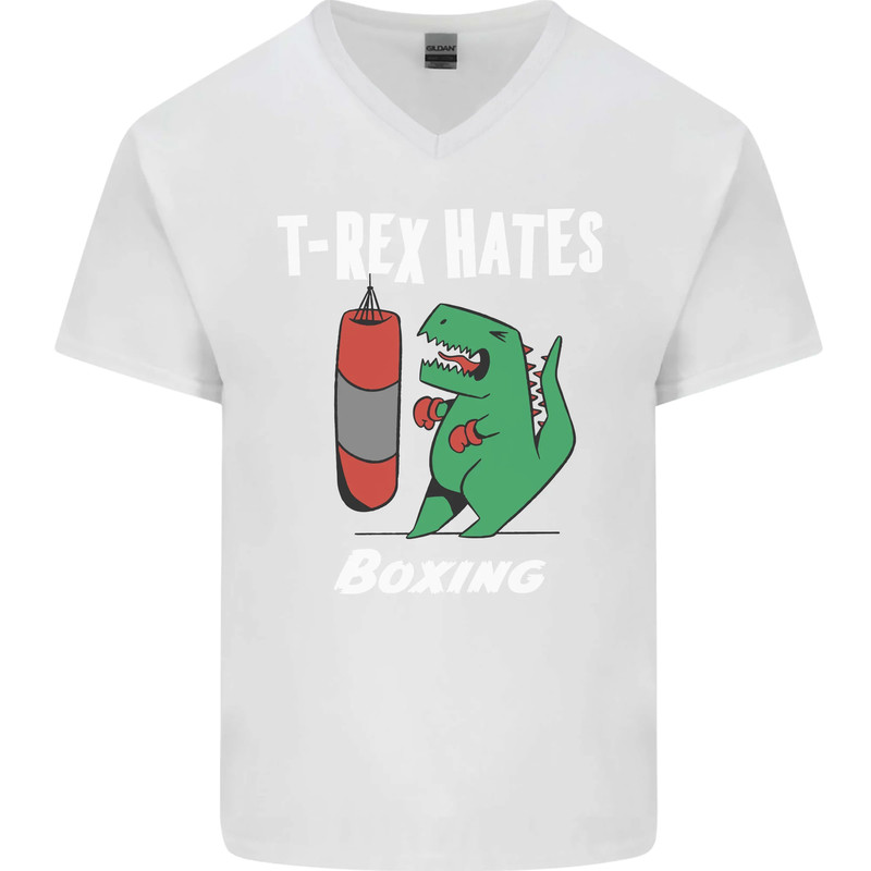 T-Rex Hates Boxing Funny Boxer Sport MMA Mens V-Neck Cotton T-Shirt gallery