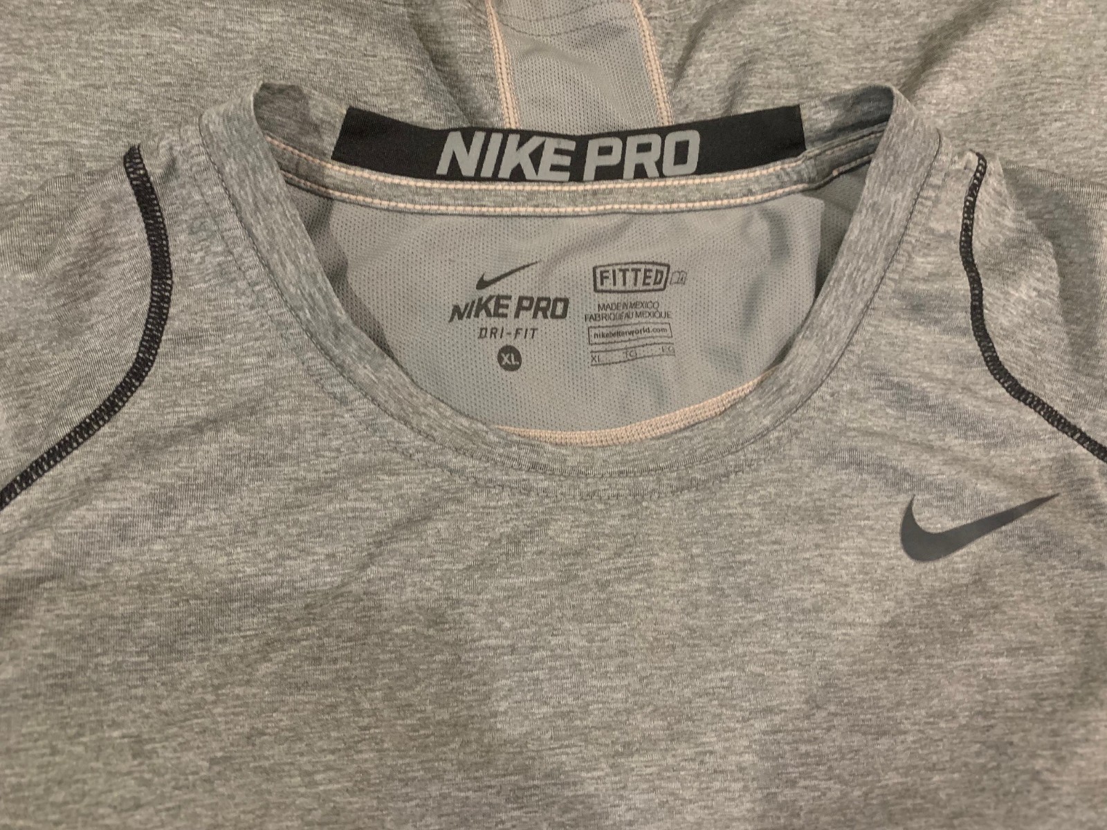 NIKE PRO DRI-FIT FITTED Men's Gray Vented Athletic Sport Shirt XL gallery
