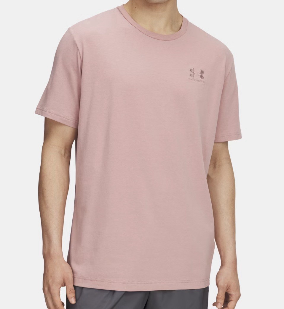 NEW Under Armour Men’s Icon Embroidered Logo Tee Loose Fit Prime Pink Medium gallery