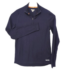 Omni Wool Quarter Zip Long Sleeve Pullover Base Layer Shirt Mens Large Blue EUC