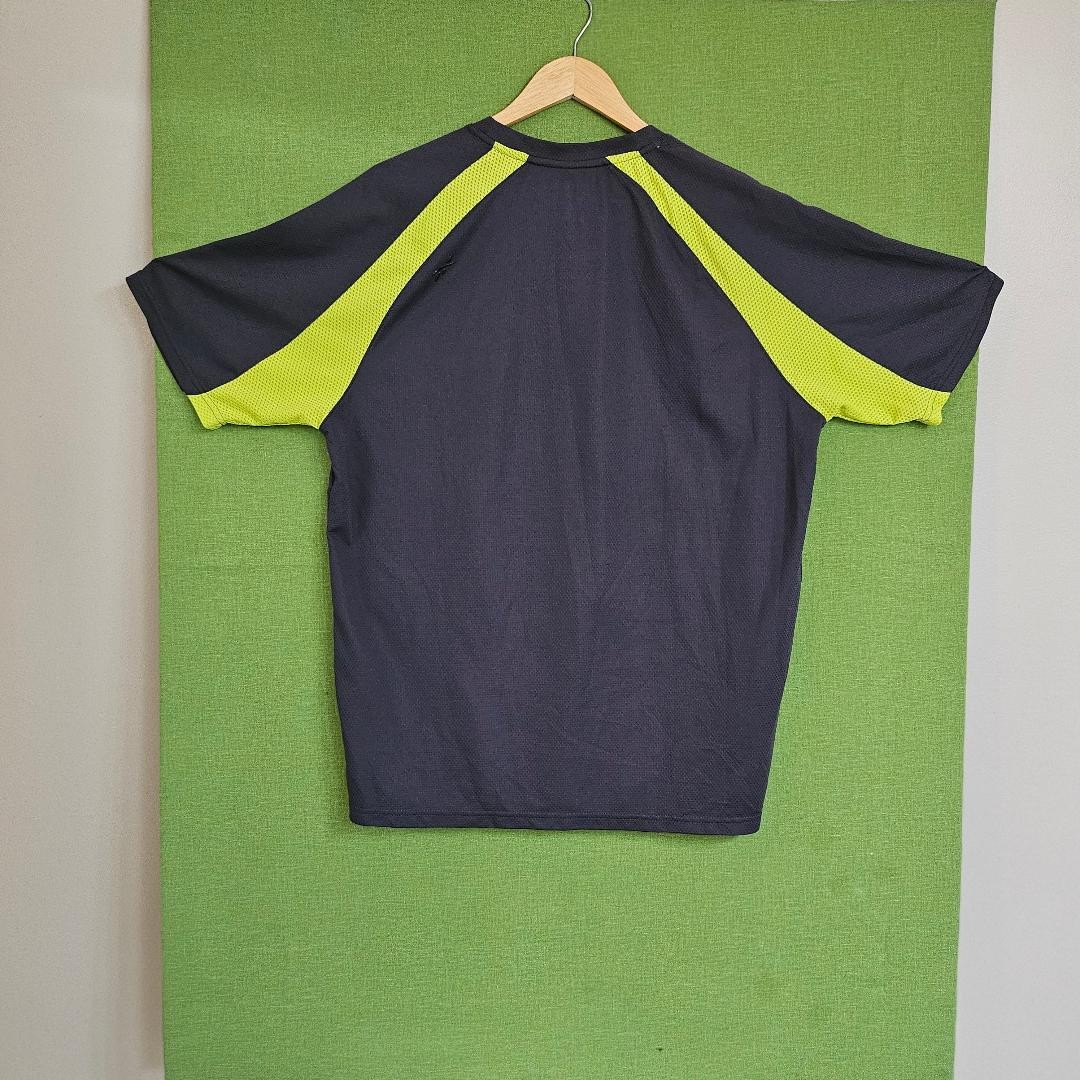 Reebok Men's Medium Hydromove Performance T-Shirt Gray Neon Yellow Athletic Gym gallery