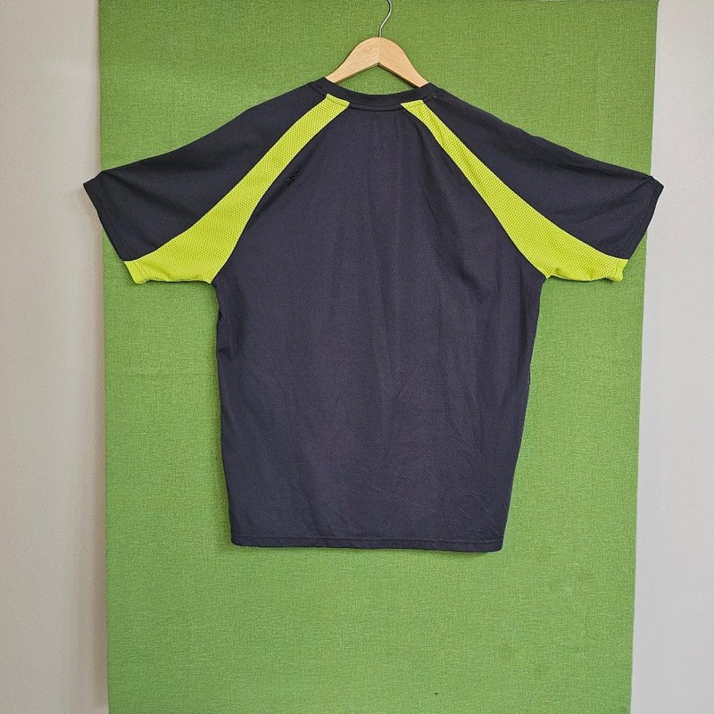 Reebok Men's Medium Hydromove Performance T-Shirt Gray Neon Yellow Athletic Gym gallery