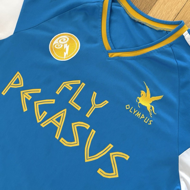 Disney Hercules Fly Pegasus Soccer Jersey Mens XL Blue Gold BoxLunch gallery