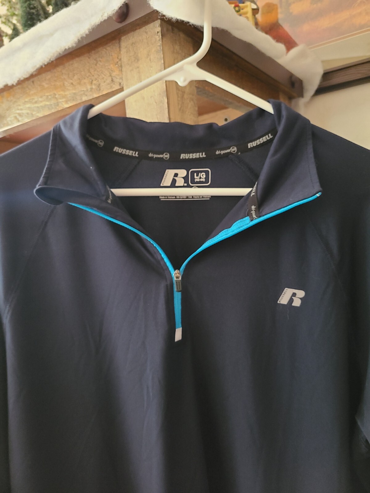 Russell Training Fit DriPower 360 Mens L Blue Long Sleeve 1/4 Zip Active Shirt gallery
