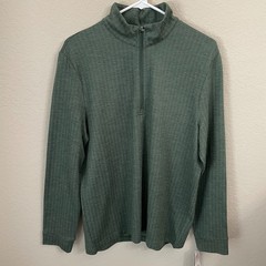 PGA Tour Men’s Small Long Sleeve Quarter Zip Pullover Green Herringbone Golf NWT