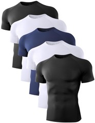 Dalavch 5 Pack Men’s Compression Shirts Short Sleeve Cool Dry Sports Athletic…