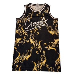 Crooks & Castles Gold and Black Mesh Tank Medium