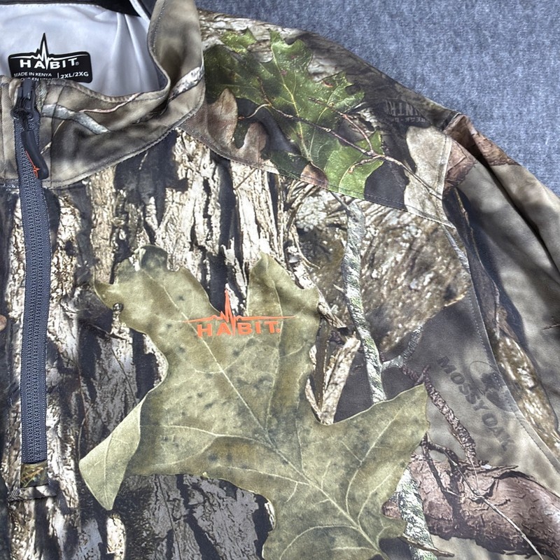 Habit Camo Mossy Oak Sweatshirt Mens XXL 1/4 Zip Pullover Scent-Factor Hunting gallery