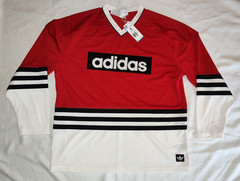 NEW Adidas Originals Men’s Mesh Hockey Jersey Red Black White Medium M JY2804