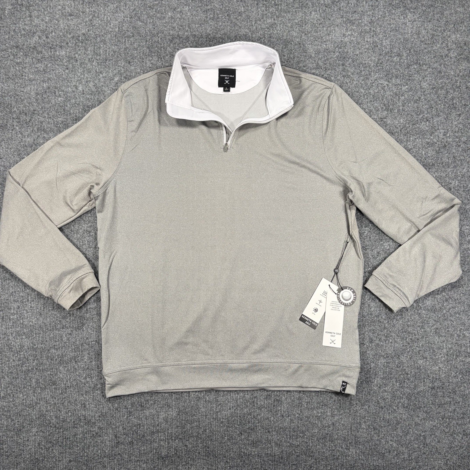 Kenneth Cole Golf 1/4 Zip Pullover Mens L Grey Gray Stretch Wicking Performance gallery