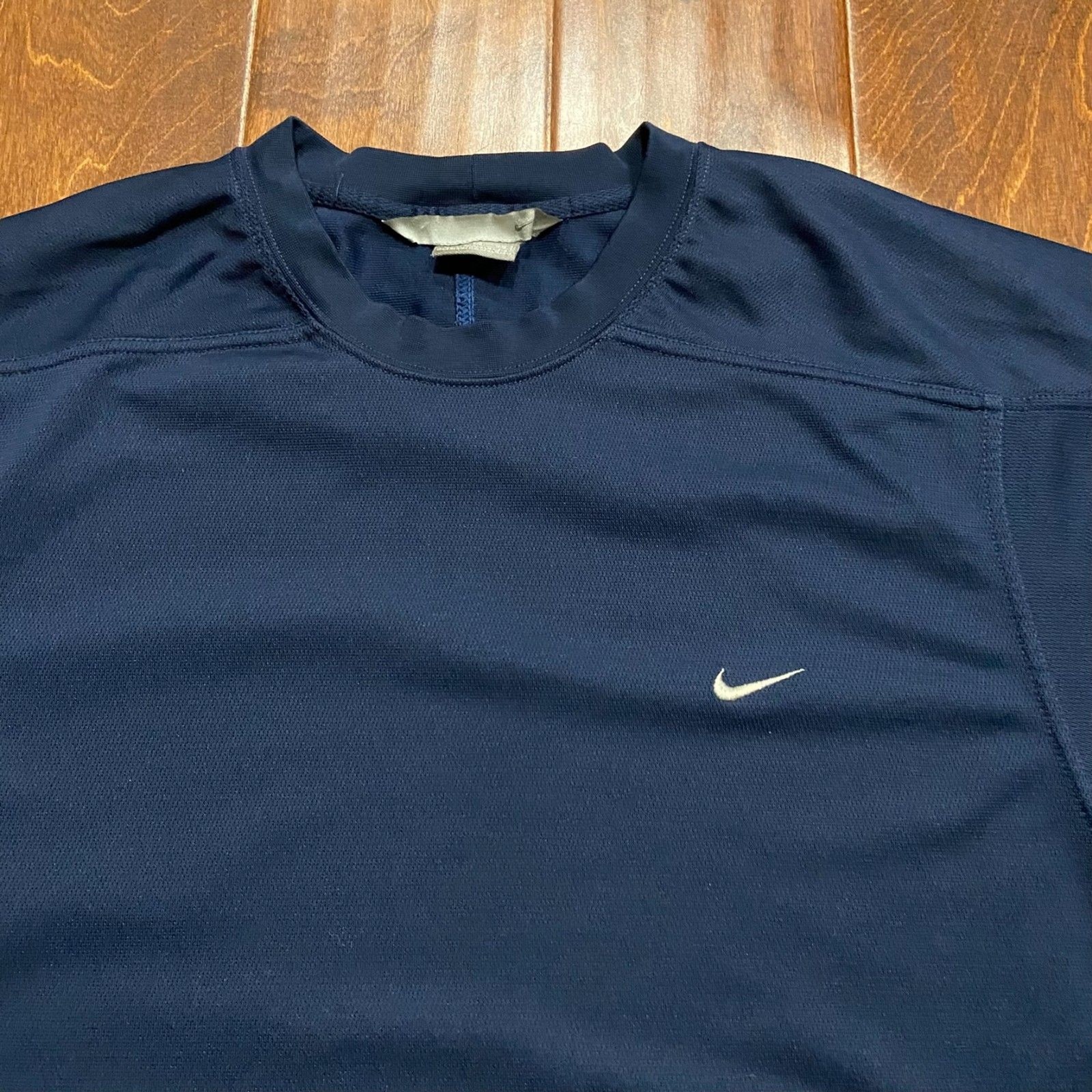 Nike Athletic Vintage Y2K Navy Blue Performance Mini Swoosh Shirt Men's Size XL gallery