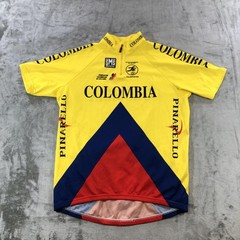 Santini Shirt Mens 2XL Yellow Team Colombia Pinarello Cycling Jersey 1/4 Zip