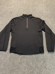 Brooks Running Shirt Mens Large Black Quick Dry Stretch Jog 1/4 Zip Back Pocket