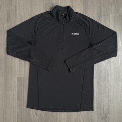 Adidas Terrex Pullover Mens Medium Black AEROREADY Quarter Zip Long Sleeve Top