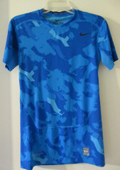 Nike Pro Combat Compression Shirt Top Mens M Blue Camo Short Sleeve Performance