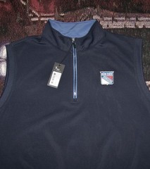 NEW F&G TECH 1/4 Zip Pullover Sweater Vest Jacket Shirt NEW YORK RANGERS XL Navy