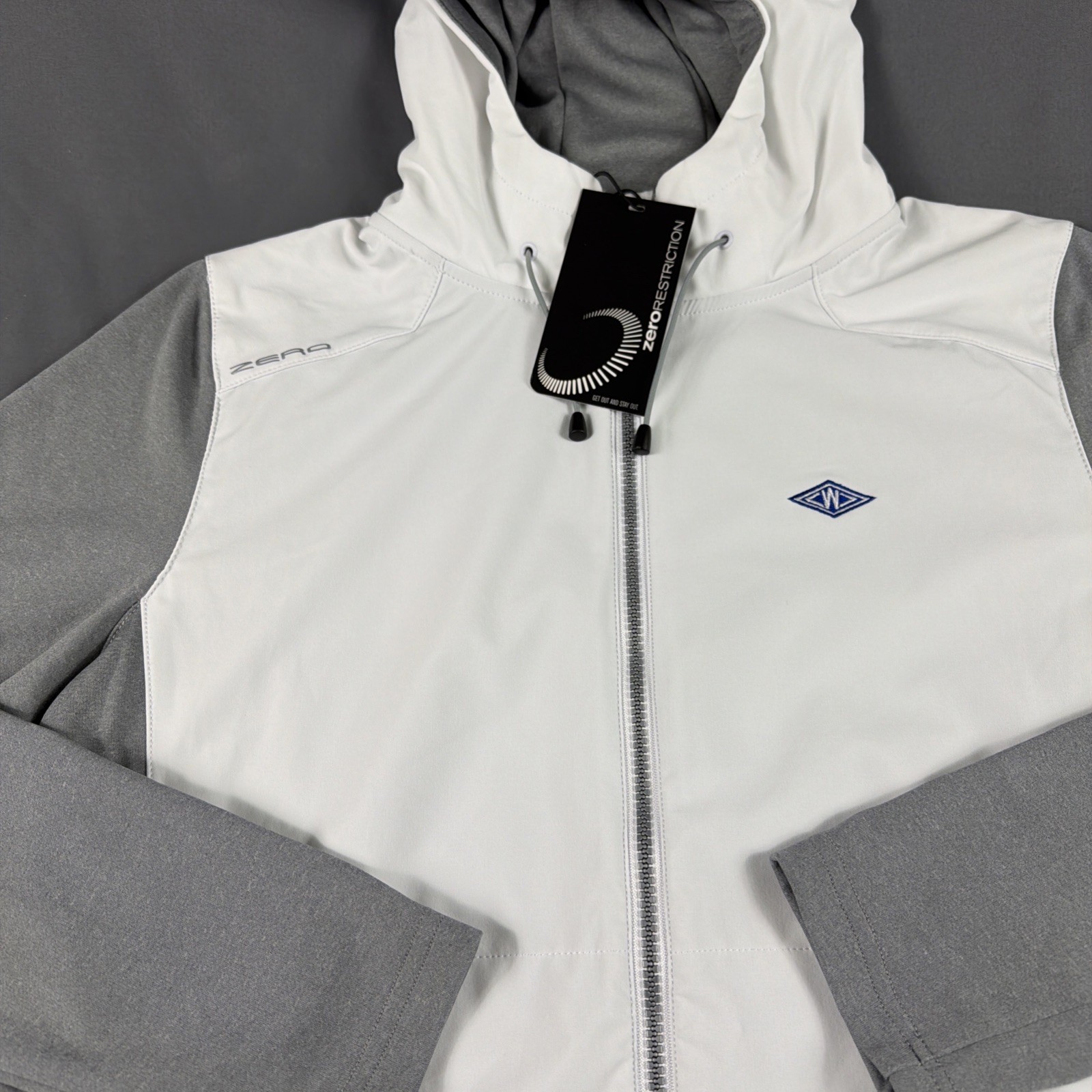 Zero Restriction Golf Jacket Hoodie The Champ Medium White Polyester MSRP $235 gallery