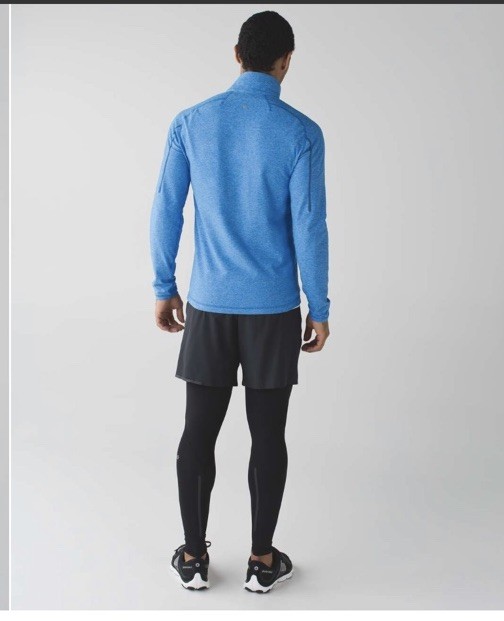 Lululemon Surge Mens Sz Medium Heathered Kayak Blue Warm 1/2 Zip Long Sleeve Run gallery