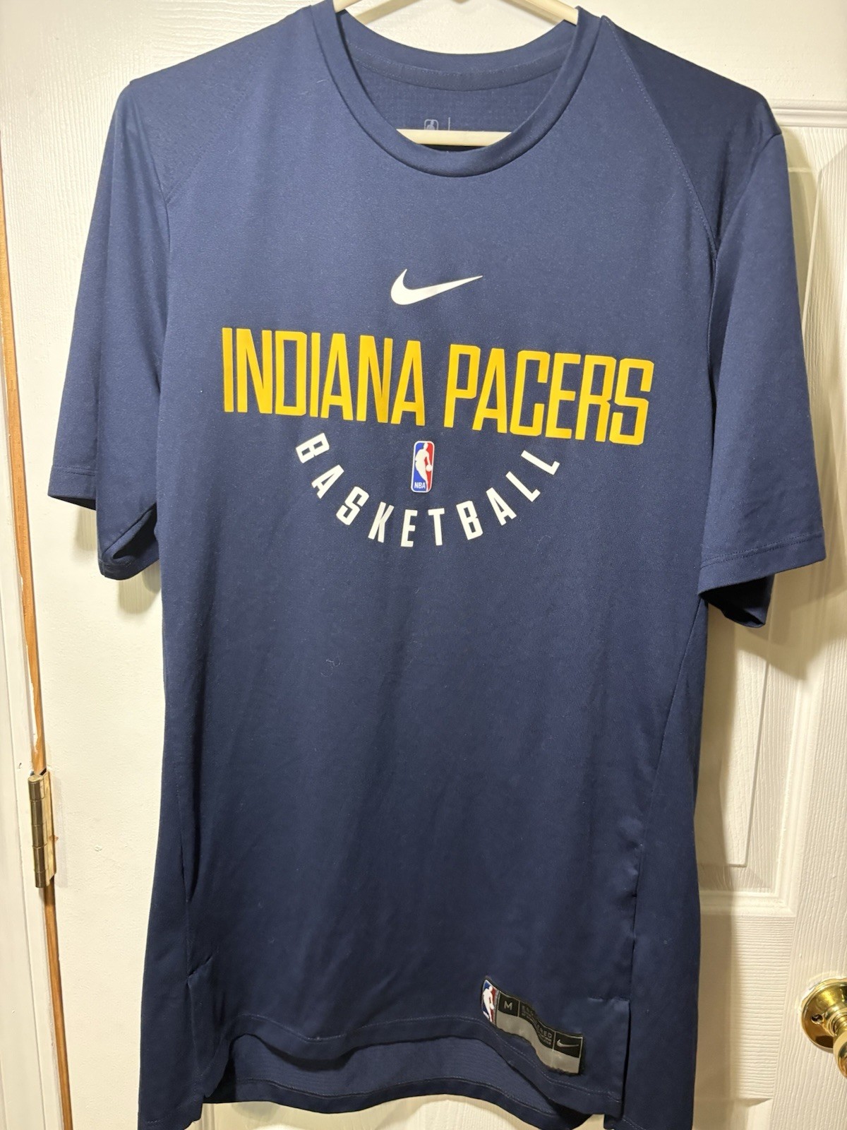 Nike Dri-FIT Indiana Pacers Basketball T-Shirt Blue Men's M Crew Neck Logo gallery