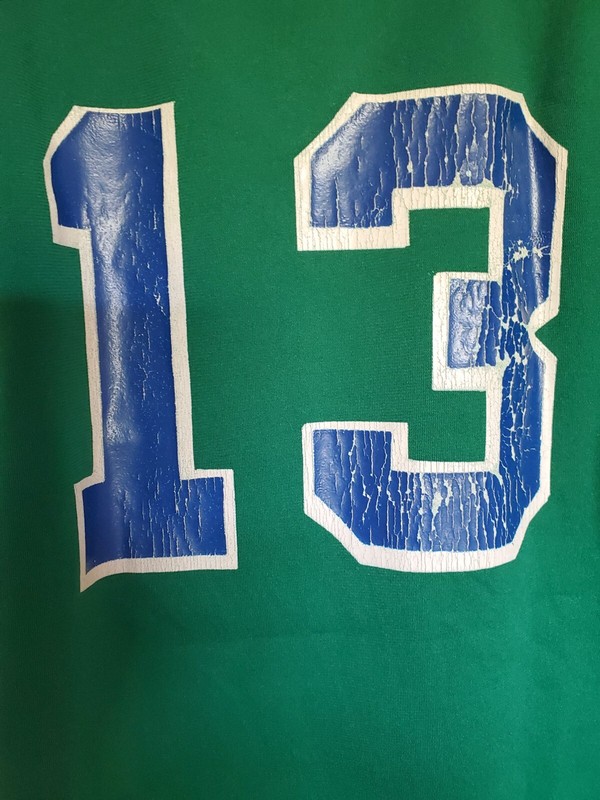 Vintage 80s Made in USA Wilson Baseball Jersey Spartans 13 Green Blue SZ 40 gallery