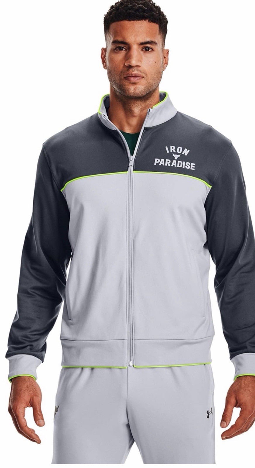 Under Armour Men's Project Rock Knit Track Jacket All Sizes New Grey Full Zip XL gallery