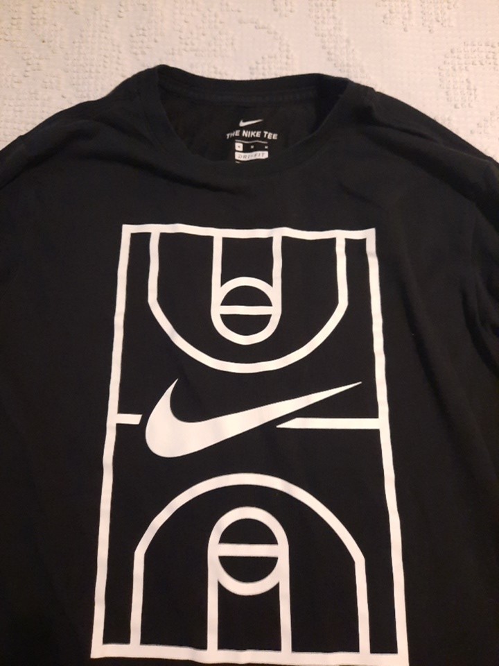 Nike Black Long Sleeved Dri Fit Size M. With Basketball Court Logo and Swoosh gallery