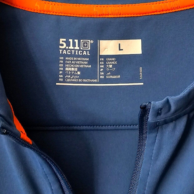5 11 Tactical Pullover Shirt L Men Quarter Zip Blue Long Sleeve Sample Camp Hike gallery