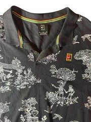 Nike Court Tennis Polo Men’s XL Black Graphic Print Shirt EUC Rare