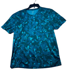 Ideology Mens Workout Shirt size Medium Blue Camouflage Short Sleeve Rapidry New