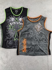 Sinister Brand Sleeveless Basketball Jersey Mens XXL Tank Top Graphic Lot of 2