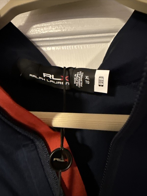 RLX Ralph Lauren Golf Sweater Men’s XL Navy Red 1/4 Zip Pullover NWT gallery