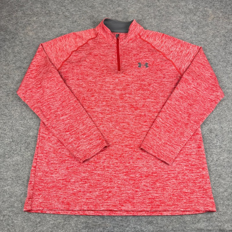 Under Armour HeatGear 1/4 Zip Pullover Shirt Loose Red Mens Medium M gallery