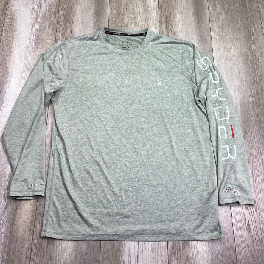 Spyder Rash Guard Swim Shirt Mens Medium Gray Pullover UPF 50+ Surf Beach gallery
