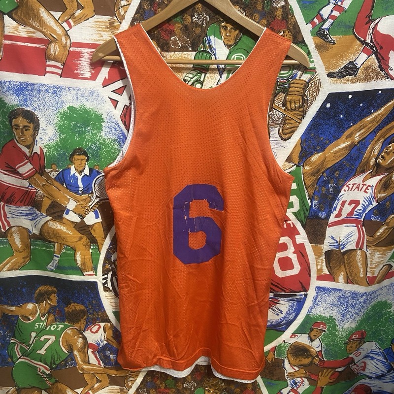 Eastbay Vintage Mens Small Orange Basketball #6 Jersey gallery