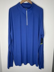 Tek Gear Shirt Mens Size XXL Blue Solid Stretch 1/4 Zip Pullover Mock Neck NWT