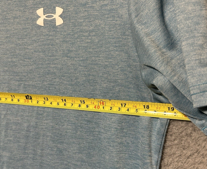 Under Armour Shirt Mens Medium Blue Heather V Neck HeatGear Loose Fit Athletic gallery