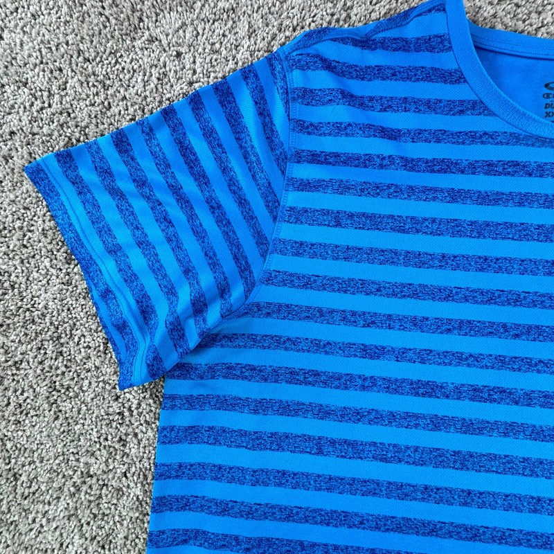 Champion T Shirt Men 2xl XXL C9 Duo Dry Blue Striped Short Sleeve Crew Tee GUC gallery