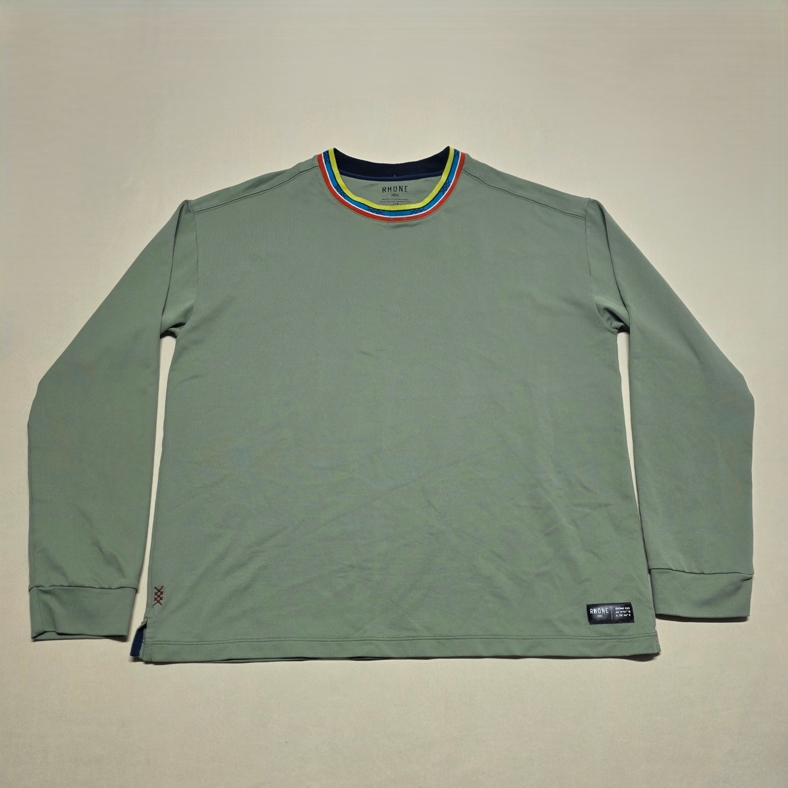 Rhone Men Long Sleeve Performance Large Sweatshirt Sage Green Neck Crew Pullover gallery