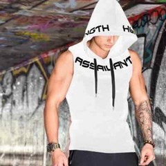 Men Tank Tops Gym Clothing Fitness Sleeveless hoodies Vests Cotton Singlets Men
