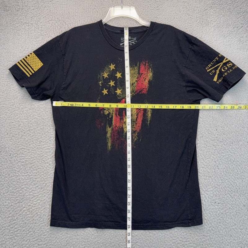 Grunt Style Shirt Mens Large Black American Flag Skull Tee Stretch Crewneck gallery