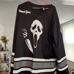 Ghost Face Hockey Jersey The Icon Of Halloween #96 V-Neck Long Sleeve Men’s L