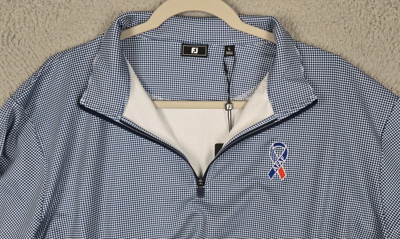 FootJoy *NWT* Mid-Layer 1/4 Zip Pullover Men's Large Blue Houndstooth US Flag gallery