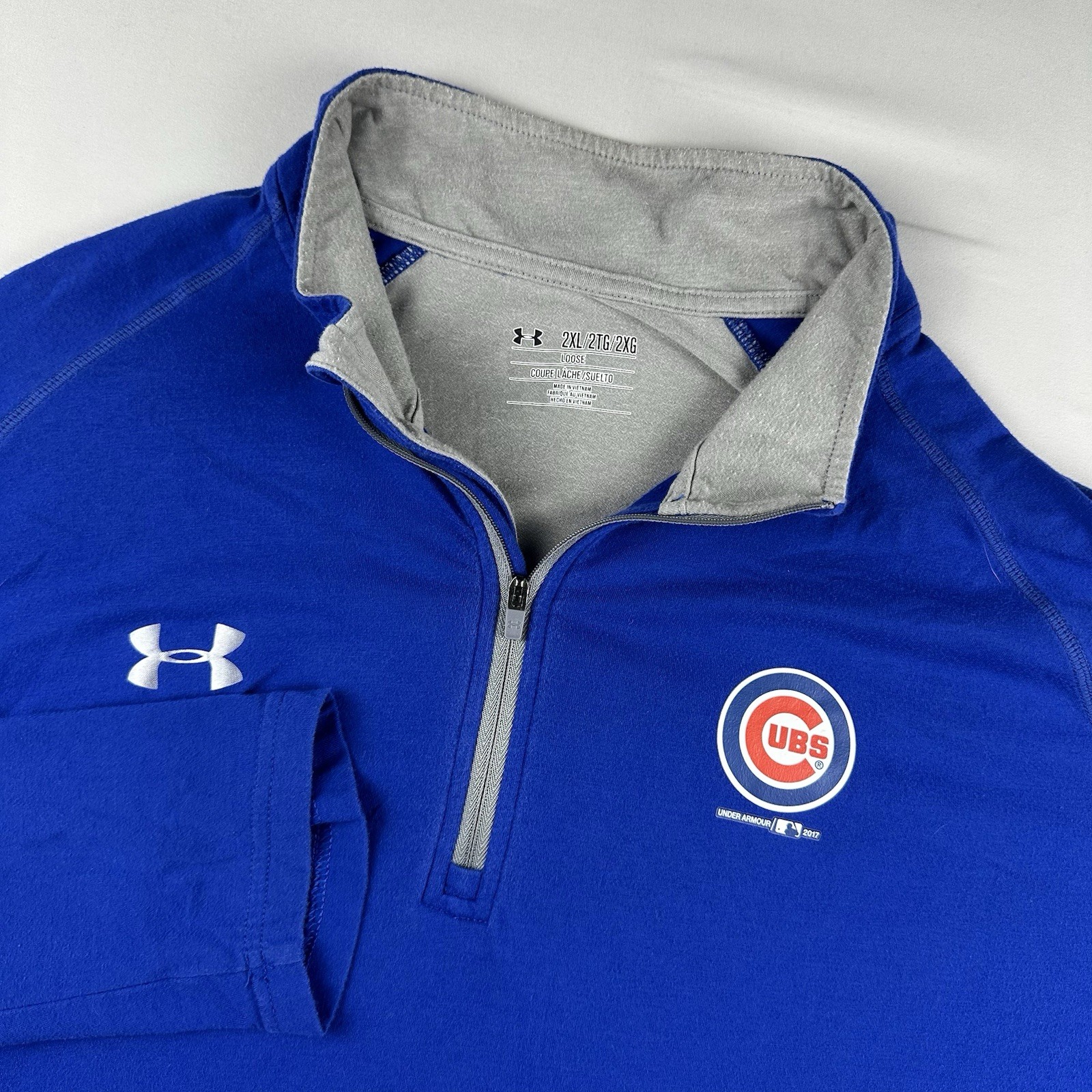 Under Armour Quarter Zip Cubs 2017 Pullpver Logo Men's XXL Royal Blue Stretch gallery